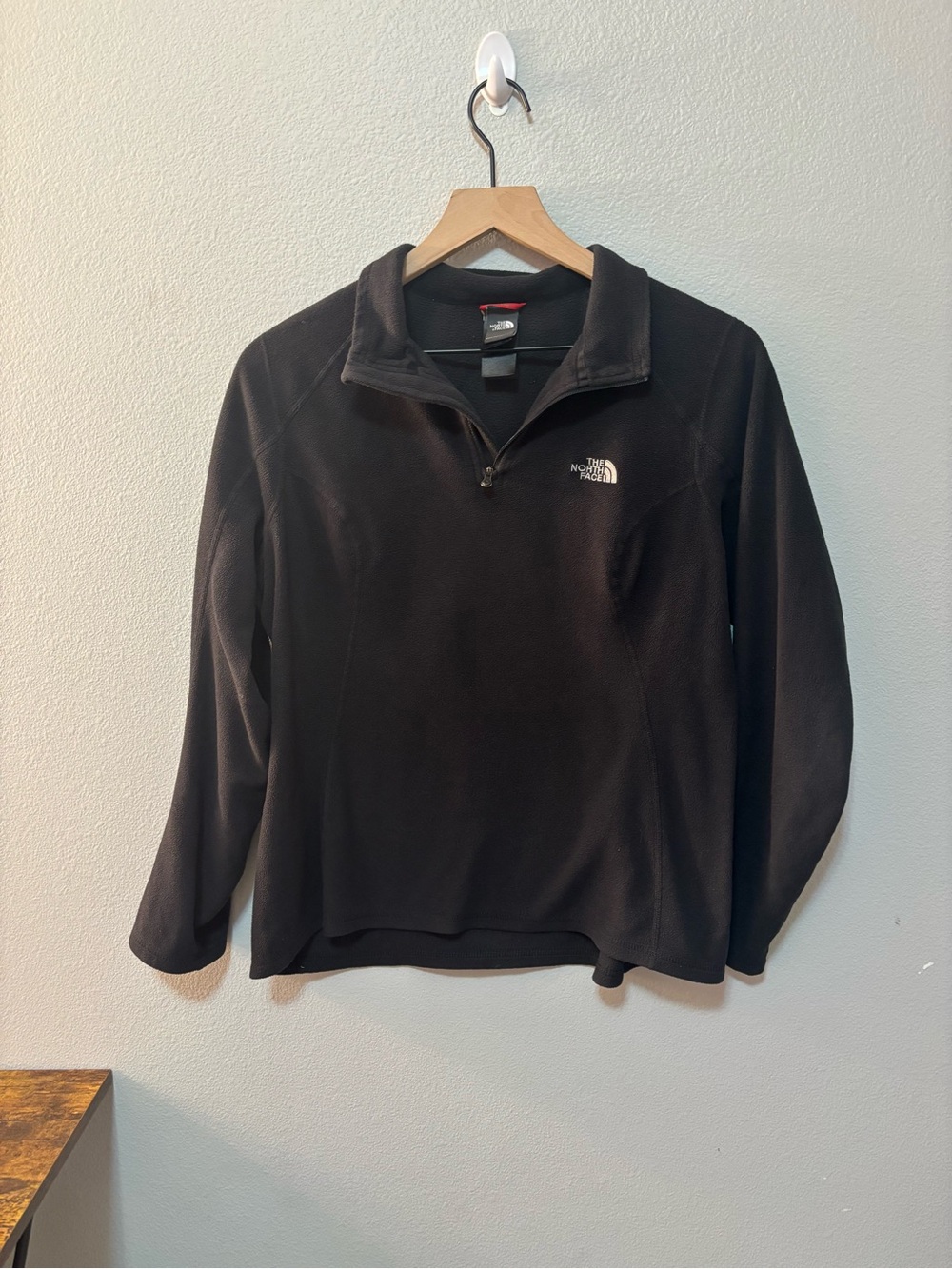 The North Face Black Fleece Pullover with Red Trim